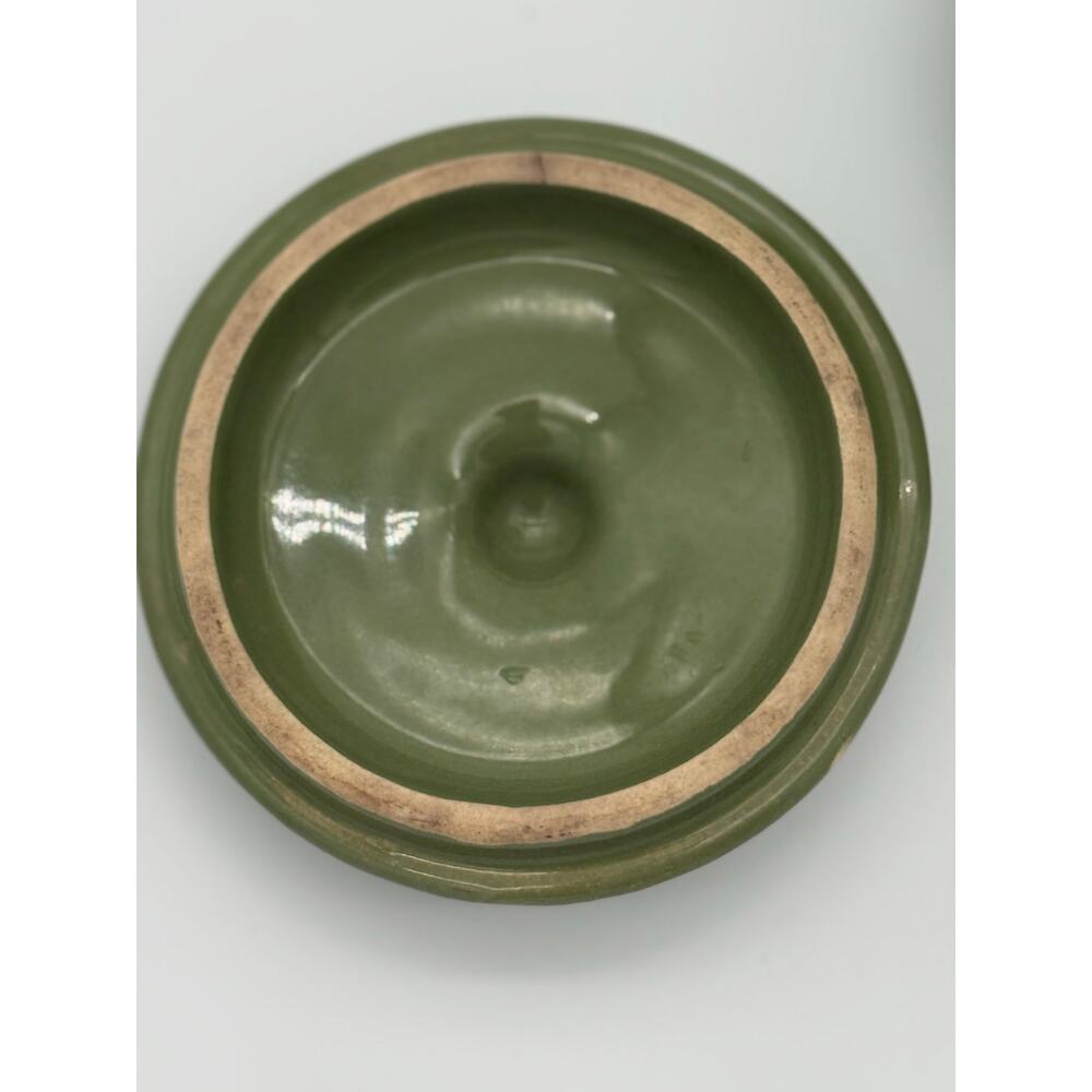 VTG Hull Pottery Avocado Green Drip Glaze Bean Pot Crock w/Lid Oven Proof USA - Picture 8 of 13